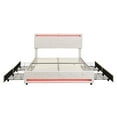 thumbnail image 3 of Queen Size Platform Bed with LED Light & 4 Drawers, Upholstered Bed with a Set of Type C and USB Ports, Wood Bed Frame with Velvet Headboard & Support Slat, Beige, 3 of 7
