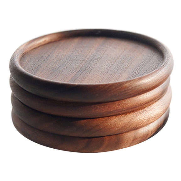 Set of 4 Wooden Coaster Cup Coaster Round Mats Drink Pad Protective Placemats Home Coffee Table Decorations