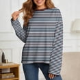 thumbnail image 2 of RUTAYY Women's T-Shirts Long Sleeve Striped Casual Loose Fit Crew Neck Comfortable Breathable Tees Trendy Trip Tops, 2 of 4
