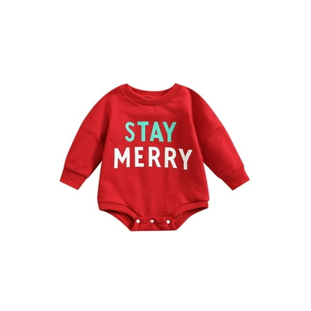 

Meihuida Baby Girls Boys Christmas Romper Letter Print Round Neck Long Sleeve Jumpsuits Autumn Winter Casual Bodysuits