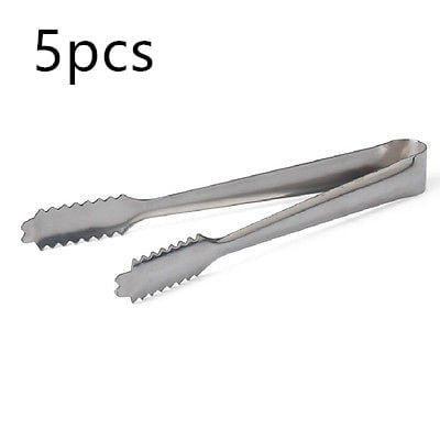 5pcs Mini Stainless Steel Ice Cube Sugar Tongs Food Clip Salad Bread Tea Bag Clamp