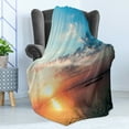thumbnail image 4 of Lake Soft Flannel Fleece Throw Blanket, Dramatic Sunset with Cloudy Sky Above Dreamlike Twilight Scenery Colorful Horizon, Cozy Plush for Indoor and Outdoor Use, 50" x 70", Multicolor, by Ambesonne, 4 of 5