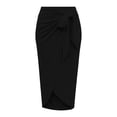 thumbnail image 5 of Lixiuxyad Womens Skirt Summer Solid Color Tie Waist Pleated Side Slit Midi Skirt Casual Wear Flowy A Line Elegant Outfit,Black, 5 of 5