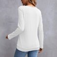 thumbnail image 4 of Women's V Neck Long Sleeve Tunic Tops Side Ruched Solid Loose Lightweight Basic T Shirts Dressy Casual Blouse Tops Fashion Outfits White, 4 of 4
