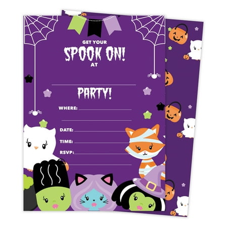 Halloween Girls 2 Happy Birthday Invitations Invite Cards (25 Count) With Envelopes & Seal Stickers Vinyl Girls Kids Party