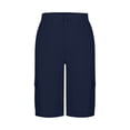 thumbnail image 5 of ZHYou Bermuda Cargo Shorts Women Elastic High Waist 7 Inch Inseam Summer Baggy Jorts for Women with 6 Pockets,Dark Blue,Size S, 5 of 6