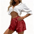 thumbnail image 5 of Hvogkswy Shorts for Women Bow-Tie Elastic Waist Shorts with Pockets Soft Loose Fashion Vintage Summer Beach Vacation Casual Shorts, 5 of 6