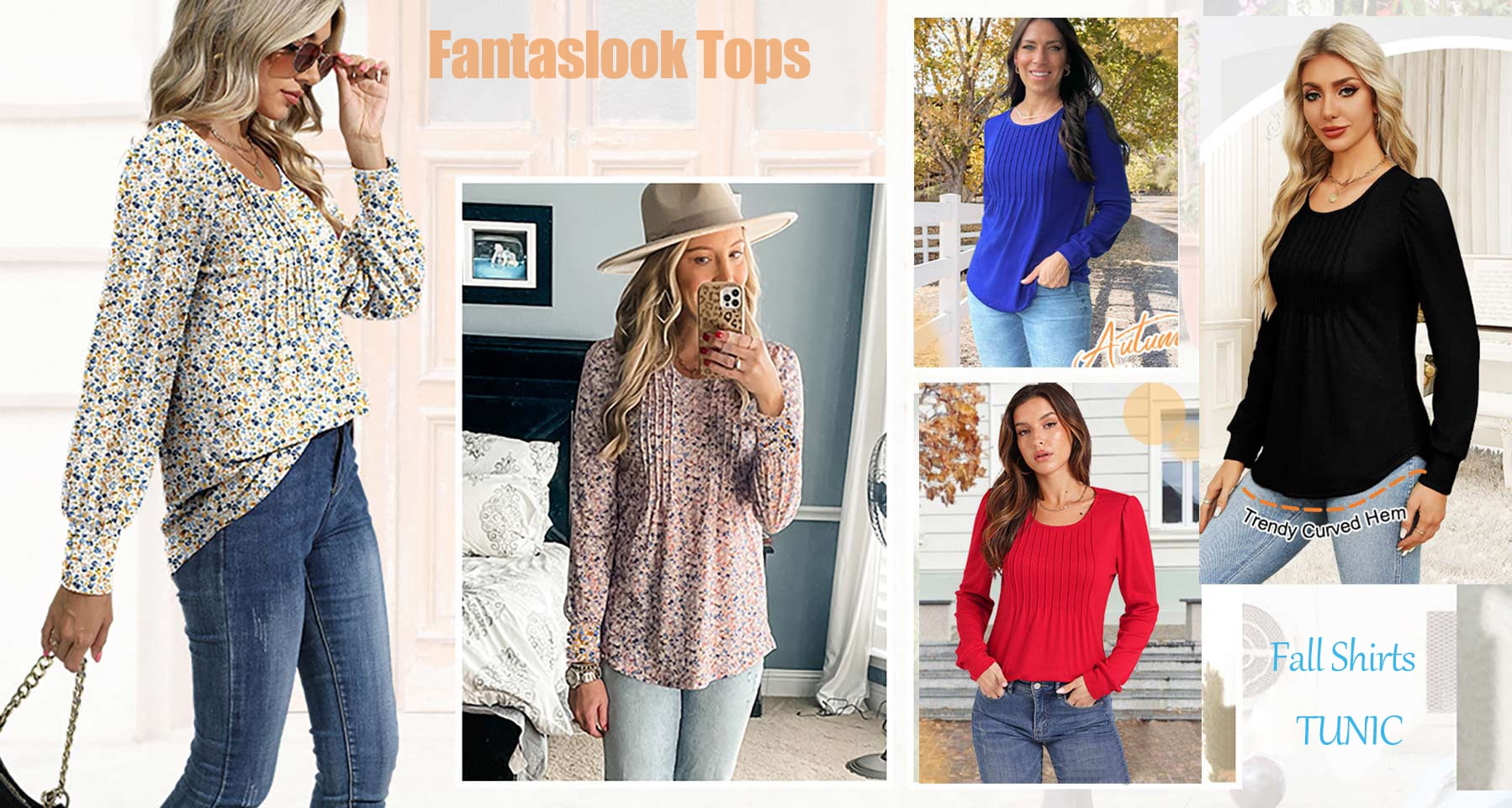 Fantaslook Pleated Blouses for Women Dressy Casual Long Sleeve Shirts Fall Tunic Tops