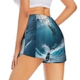 thumbnail image 4 of Picia Ice Blue Ocean Cute Dolphin A Pattern Women's 2 in 1 Athletic Running Shorts High Waisted Workout Casual Gym Sweat Shorts with Comfy Liner Zipper Pockets-Medium, 4 of 9