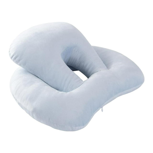 Almohada para siesta portátil, multifuncional, súper suave, lavable a máquina, con diseño de explosiones azul claro