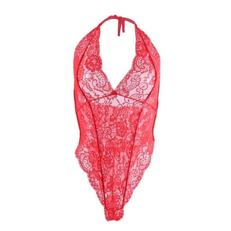 

Halter Sexy Women Girl Erotic Lingerie Temptation Lace Cups Backless One-Piece See Through Underwear Exotic Nightgown Jumpsuits