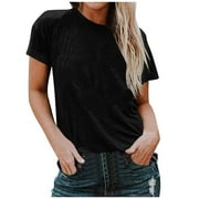 Lenago Women's Plus Size Floral Printed Short Sleeve V-Neck T-Shirt Pleated Casual Flowy Tunic Blouse Tops