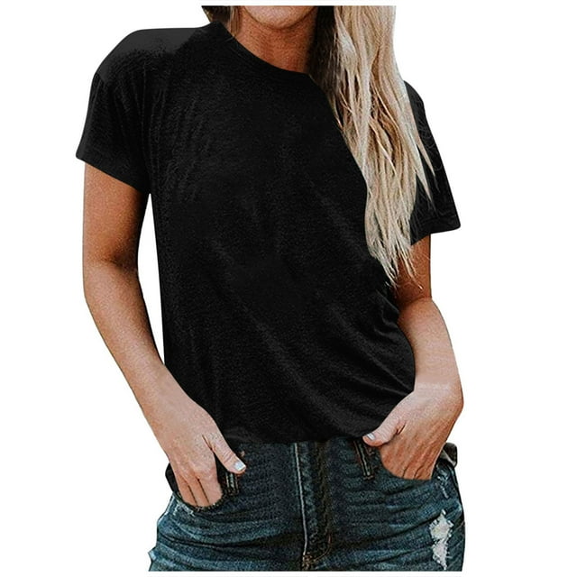 FAIWAD T-Shirts à Manches Courtes pour Femmes Été Col Rond Manches Courtes Grande Taille T-Shirts Décontractés Plage Vacances Basiques