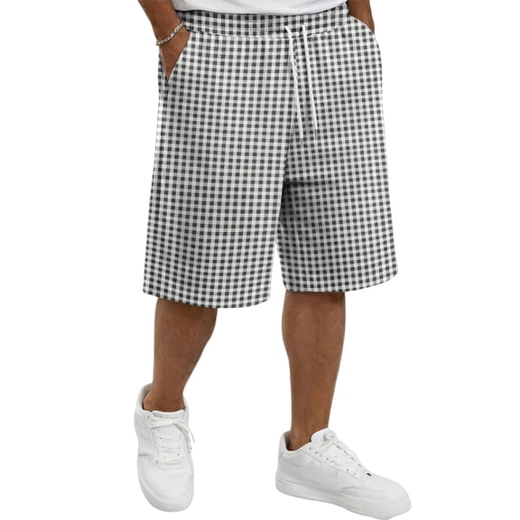 Resicozy Mens Shorts Casual Lounge Summer Beach Vacation Shorts Comfy Plaid Short with Pockets Black 3XL