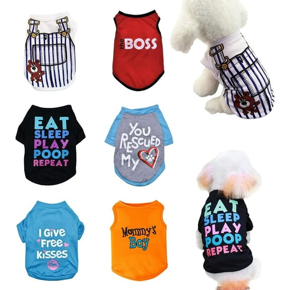 6 Pack Dog Clothes for Small Dogs Boy and Girl, Soft and Breathable Puppy Kitten Dog Shirts with Letters for Pet Dogs Cats,Dog T-Shirts Apparel Sleeveless Vests for Chihuahua Yorkies