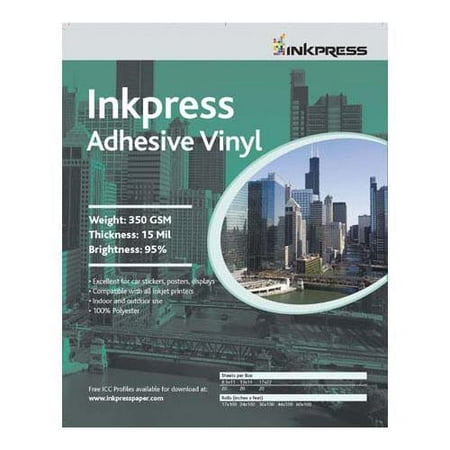Inkpress Backlight Film Inkpress Adhesive Vinyl Signage Media, Universal Permanent Self Adhesive, 15 mil Vinyl Film, 8.5x11