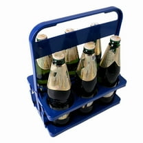 6 Hole Foldable Beer Bottle Holder, Handle Portable Use Wine Storage Rack, Bar Drink Holder Container Blue
