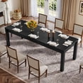 thumbnail image 2 of Finmind 78.74-inch Long Solid Wood Dining Table for 6-8, Farmhouse Kitchen Table with Simple yet Sturdy Legs, for Kitchen, Living Room, Black, 2 of 8