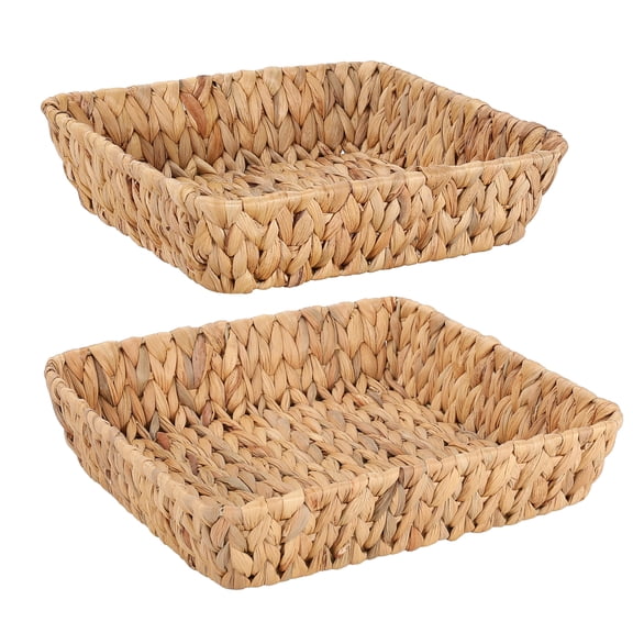 Small Wicker Basket Square 2 Pack, Small Rattan Basket Set for Gifts,Entryway Console,Tabletop,Office | Woven Wicker Decorative Desk Baskets for Organizing