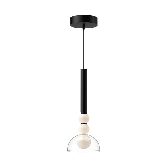 PD30502-BK/CL-Kuzco Lighting-Rise - 14W LED Pendant-15 Inches Tall and 6 Inches Wide-Black Finish