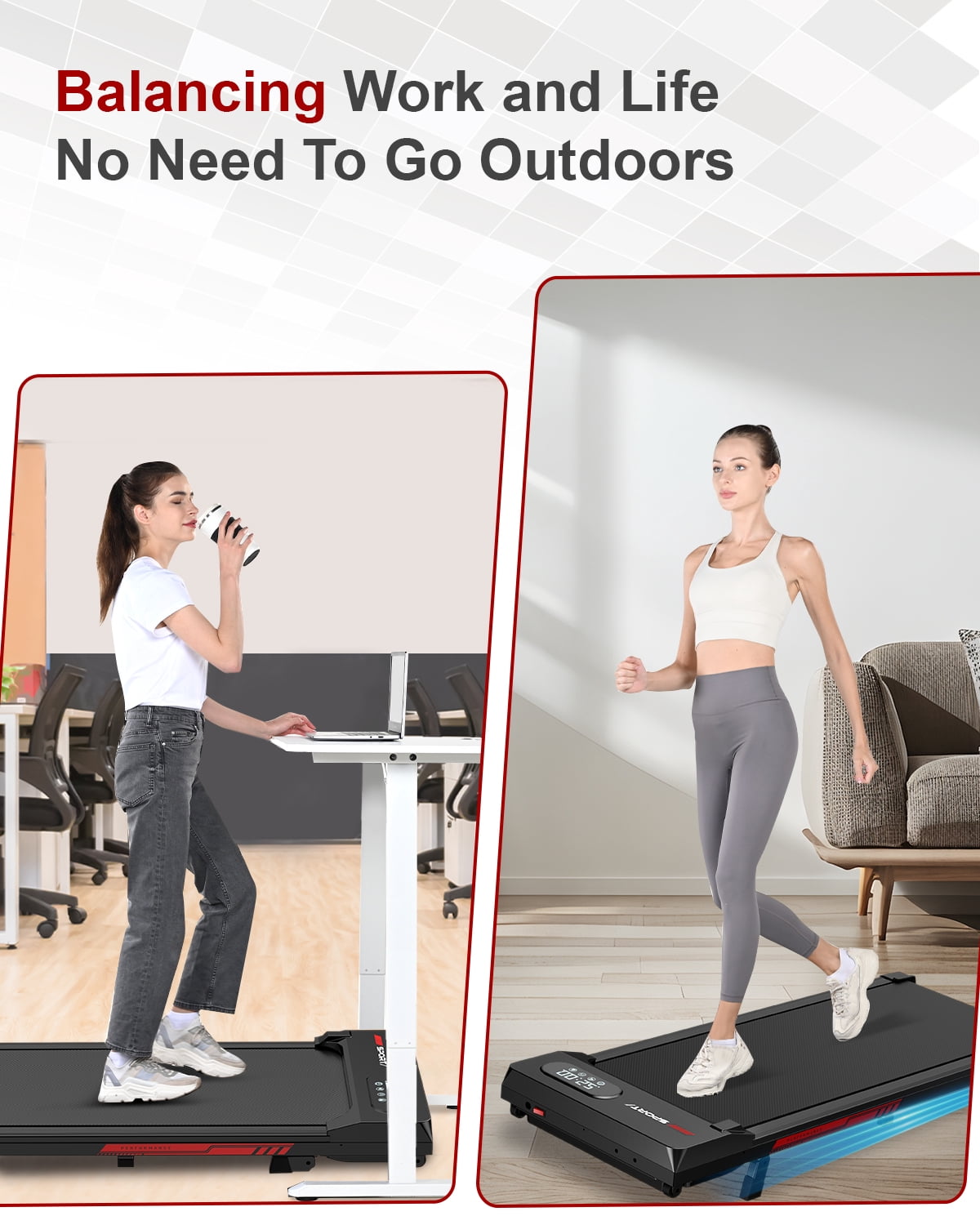 2 in 1 Portable Treadmill, 2.5HP Walking Pad Treadmill for Home , Under Desk Treadmill Max Capacity 300 lbs,Black