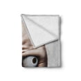 thumbnail image 2 of Humor Soft Flannel Fleece Throw Blanket, Grumpy Internet Troll Face with Trippy Gestures Ugly Post Meme Joke Image, Cozy Plush for Indoor and Outdoor Use, 50" x 60", Eggshell and Tan, by Ambesonne, 2 of 6