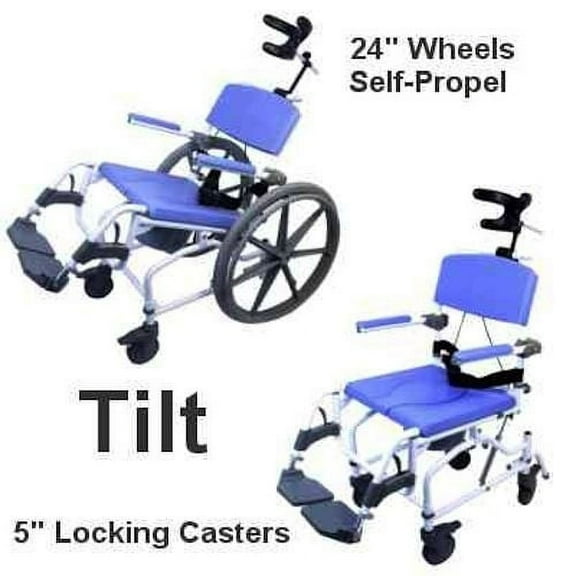 EZee Life 190 18" Aluminum, Shower & Commode Chair - with Tilt Seat. 2 Styles