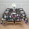 thumbnail image 3 of Black Daisy Flower Colorful Blooms Pattern Square Tablecloth,Waterproof Square Table Cover,Wipeable Spillproof Washable Table Cover for Home Kitchen Party Decor 42"X42"(107x107cm), 3 of 6