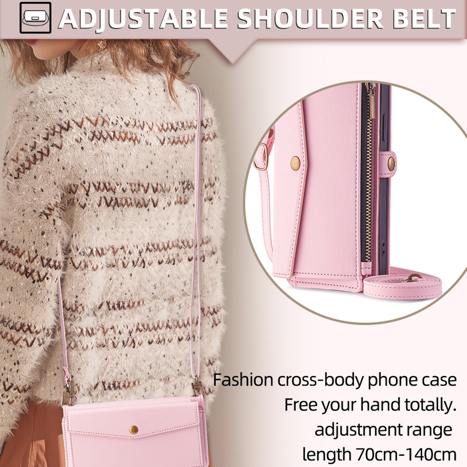 Case For IPhone 16/16 Pro/16 Plus/16 Pro Max, Leather Flip Card Holding Cover Portable Crossbody Strap Cell Phone Case