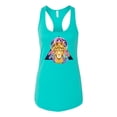 thumbnail image 2 of Lion Throne King Crown Animal Lover Ladies Racerback Tank Top, Tahiti Blue, Medium, 2 of 3