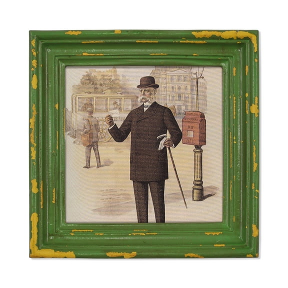 SIMON'S SHOP 4x4 Picture Frame Shabby Chic Picture Frames 4x4 Square, Distressed Moss Green