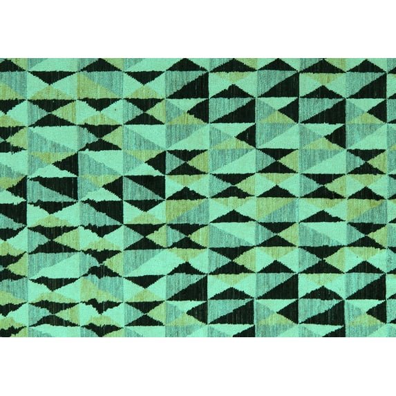 Ahgly Company Indoor Rectangle Abstract Turquoise Blue Modern Area Rugs, 7' x 10'