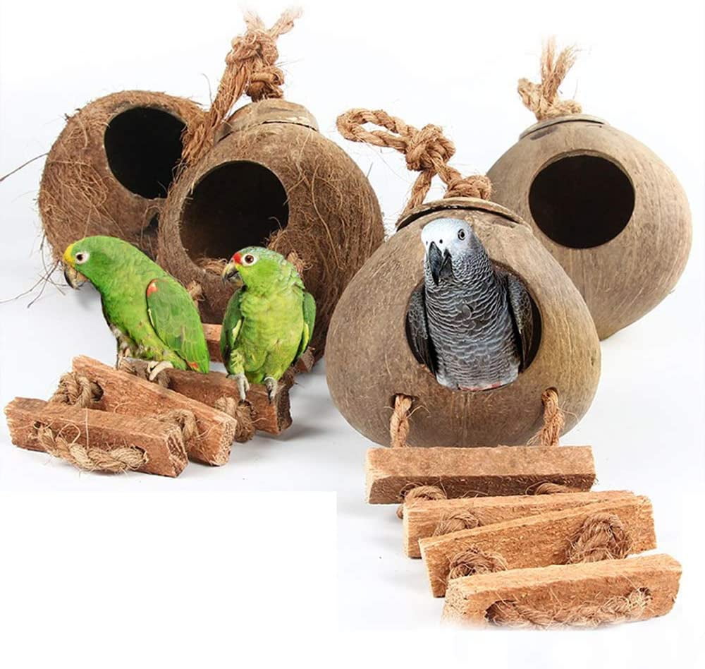 2Pcs Handmade Bamboo Bird Nest Bed Hanging Cage for Finch Canary Conure Cozy 