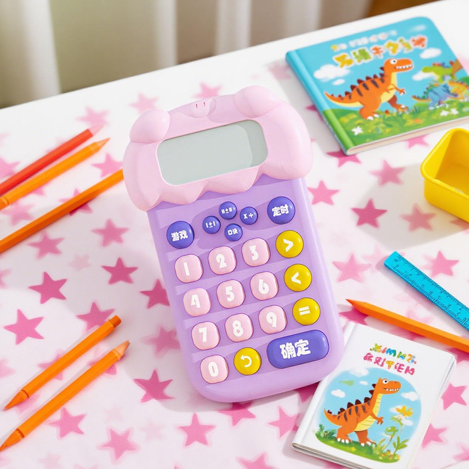 LeeQinersw Dinosaur Calculator Office Desktop Calculator Teaching Aids Intelligent Learning Pink
