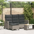 thumbnail image 1 of vidaXL Reclining Garden Sofa with Cushions L-shaped Grey Poly Rattan, 1 of 5