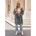 thumbnail image 5 of Womens Long Plaids Shacket Jacket Casual Fashion Lapel Button Down Long Sleeve Long Plaids Coat Jackets with Pockets, 5 of 9