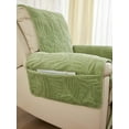 thumbnail image 4 of Yumcute Palm Leaves Velvet Plush Quilted Recliner Chair Cover Anti-Slip Super Soft Furniture Protector with Elastic Straps for Kids, Dogs, Pets Green 24in, 4 of 13
