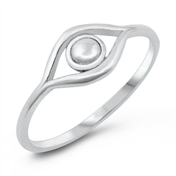 Sterling Silver Evil Eye Plain Ring Size 5