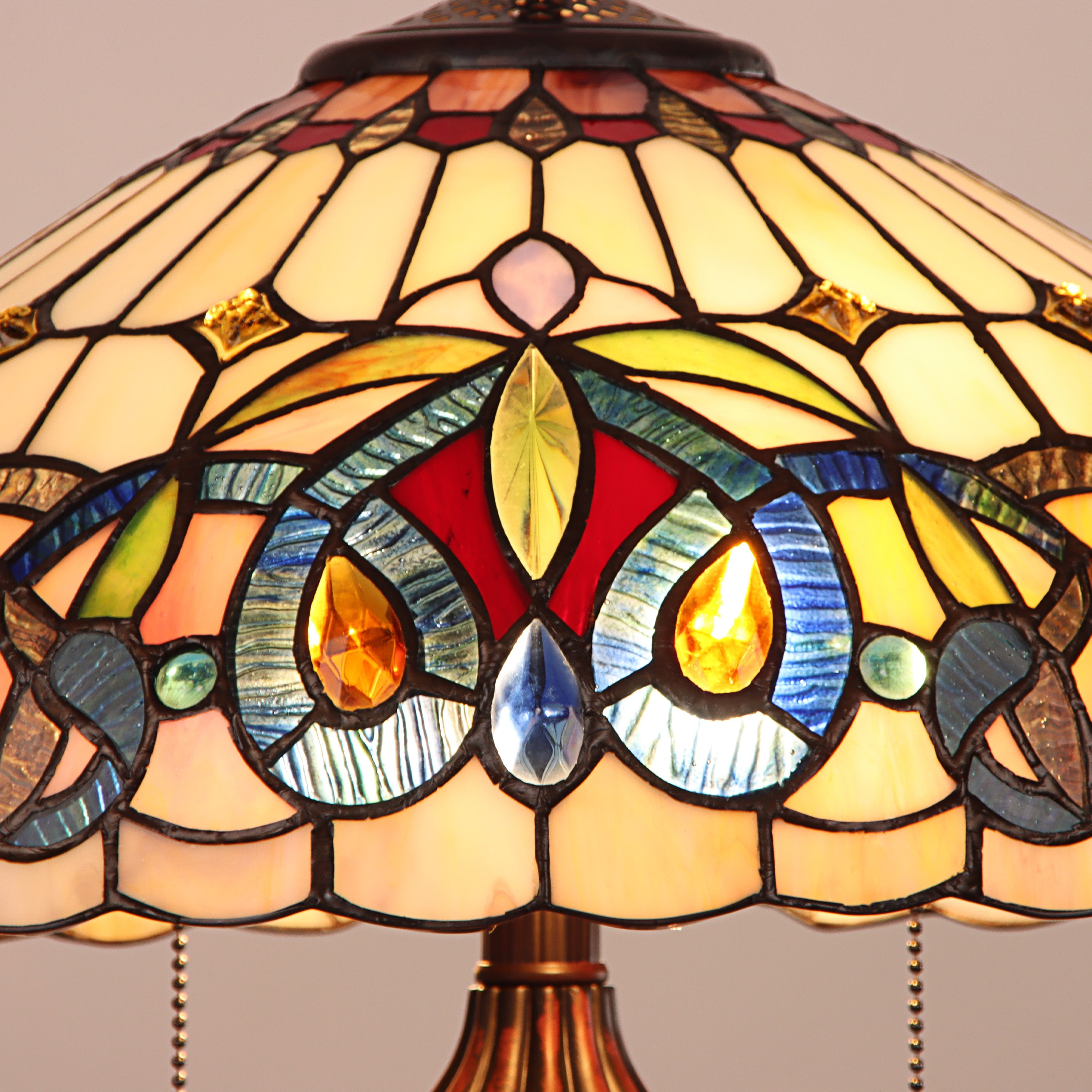 Radiance Goods Victorian Tiffany-Style Dark Bronze 2 Light Table Lamp 16" Wide