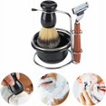 thumbnail image 3 of Jinsinto 4Pcs Professional Rosewood Badger Shaving Kit For Men, Including Manual Razor + Stainless Steel Stand Holder + Brush + Bowl Set,, 3 of 5