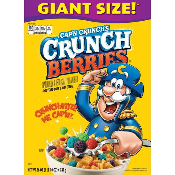 Cap'n Crunch Breakfast Cereal, Crunch Berries Box, 26 oz