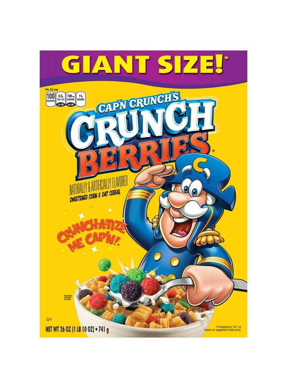 Cap'n Crunch Breakfast Cereal, Crunch Berries Box, 26 oz