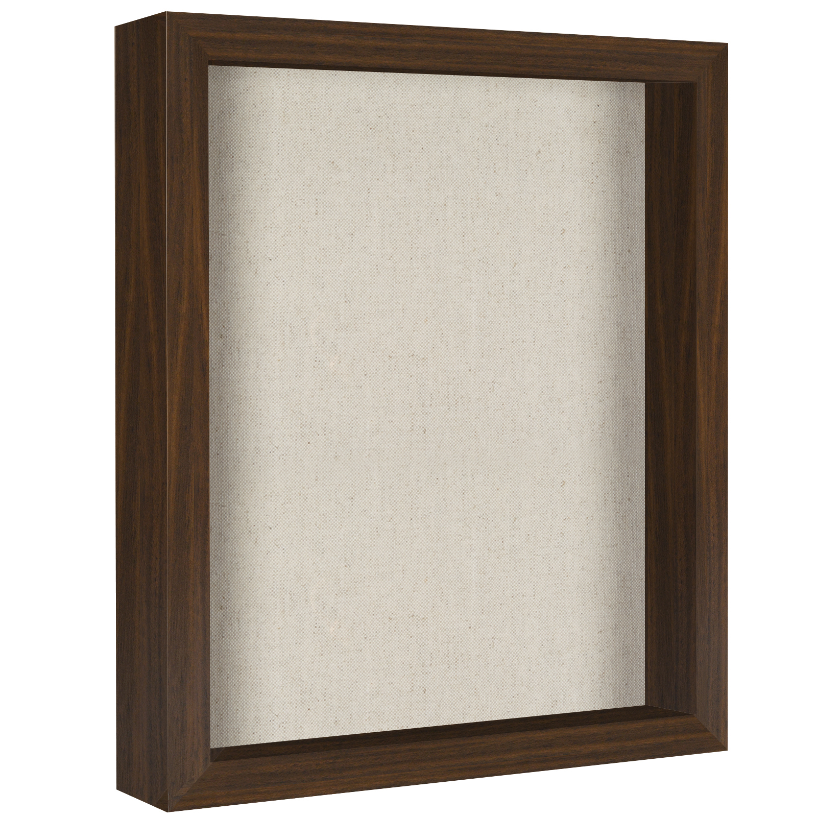 Americanflat 11x14 Shadow Box Frame in Walnut with Soft Linen Back - Composite Wood with Polished Glass for Wall and Tabletop