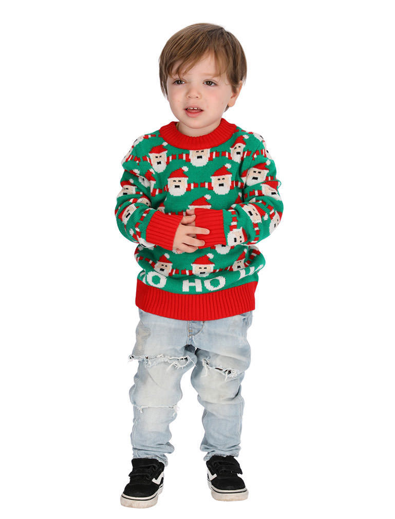 Tstars Boys Unisex Ugly Christmas Sweater Cute Santa Claus Ho Ho Holiday Kids Christmas Gift Funny Humor Holiday Shirts Xmas Party Christmas Gifts for Boy Toddler sweater Ugly Xmas Sweater - image 2 of 6