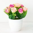thumbnail image 3 of ZZERHUOO Wooden Flowers Arrangements DecoBloom Rose Potted Home, 3 of 5