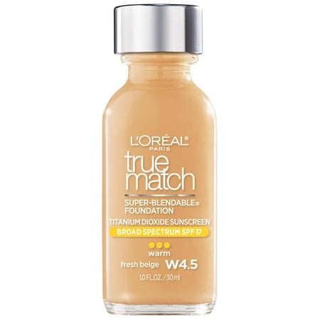L'Oreal Paris True Match Liquid Foundation Makeup, W4.5 Fresh Beige, 1 fl oz - Old Version