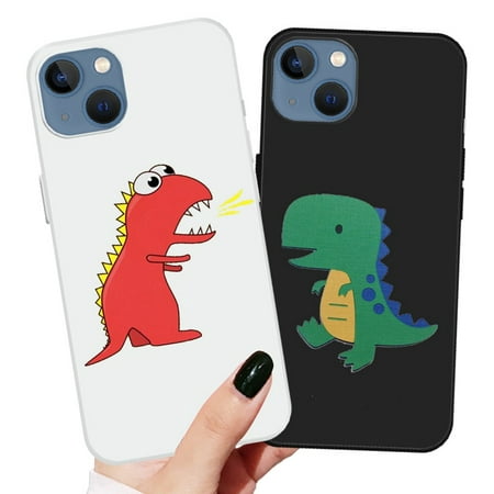 Silicone Phone Case For iPhone 13 12 11 Pro Max XR XS Max Cartoon Couple Dinosaur Soft TPU Back Cover For X 8 7 6 6S Plus