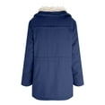 thumbnail image 6 of Womens Warm And Velvet Waist Tooling Jacket Lapel Coat Long Sleeved Top Coat Cotton Jacket, 6 of 7