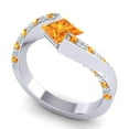 thumbnail image 2 of 1.20 Carat Fine Princess Cut Citrine Gemstone & Natural Diamond Bridal Ring for Women Solid 18K White Gold Size 7 by Diamond-Capitals, 2 of 8