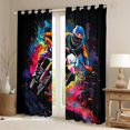 thumbnail image 2 of Feelyou Cartoon Motorcycle Curtains Pack of 2 (42x84 Each) for Kids, Black Pink Watercolor Curtains Blackout, Modern Sport Lover Bedroom Curtains, Blackout Curtains Room Decor, 2 of 6